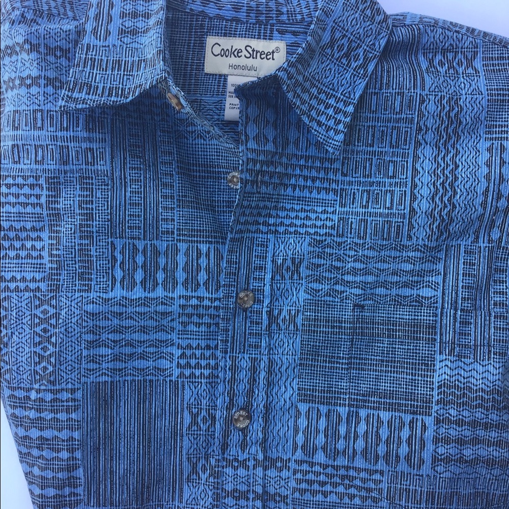 Cooke Street Men’s Hawaiian Blue Shirt Sz Medium